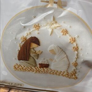 Elegant Nativity Embroidery Hoop Decor